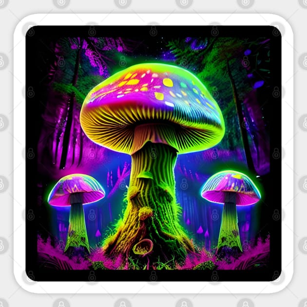 Shrooms Blacklight Poster Art 34 Sticker by Benito Del Ray